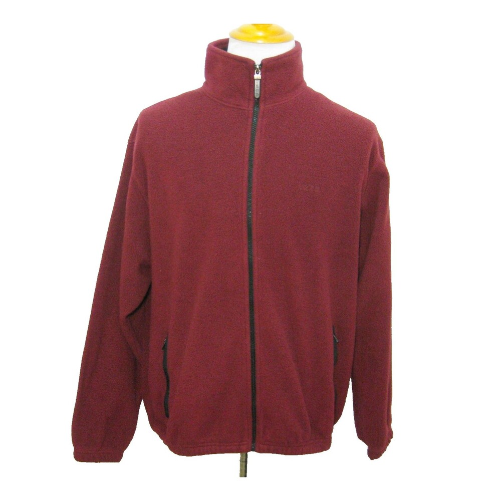 IZOD Red Fleece Jacket Mens Size Medium Full Zip Sweatshirt Zipper Pockets Coat